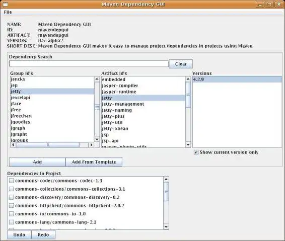 Download web tool or web app Maven Dependency GUI