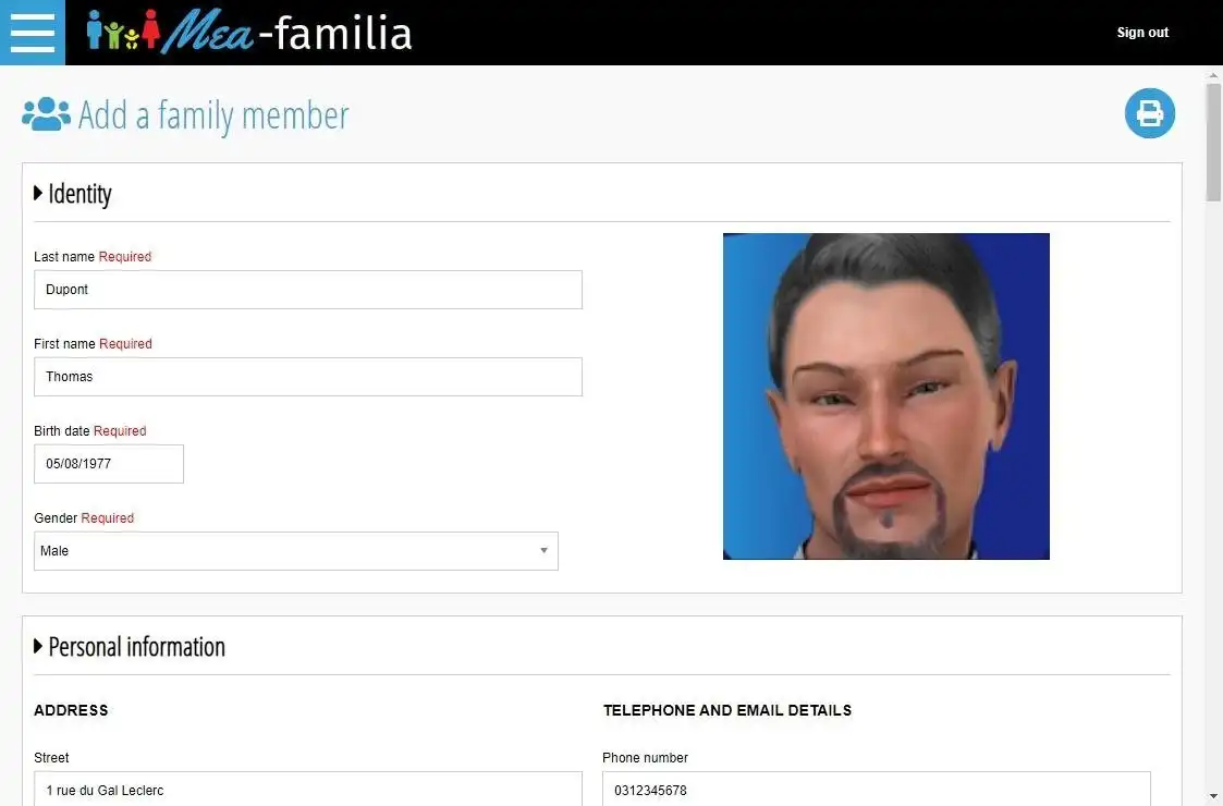 Download web tool or web app Mea-familia