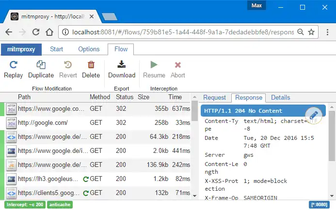 Unduh alat web atau aplikasi web mitmproxy