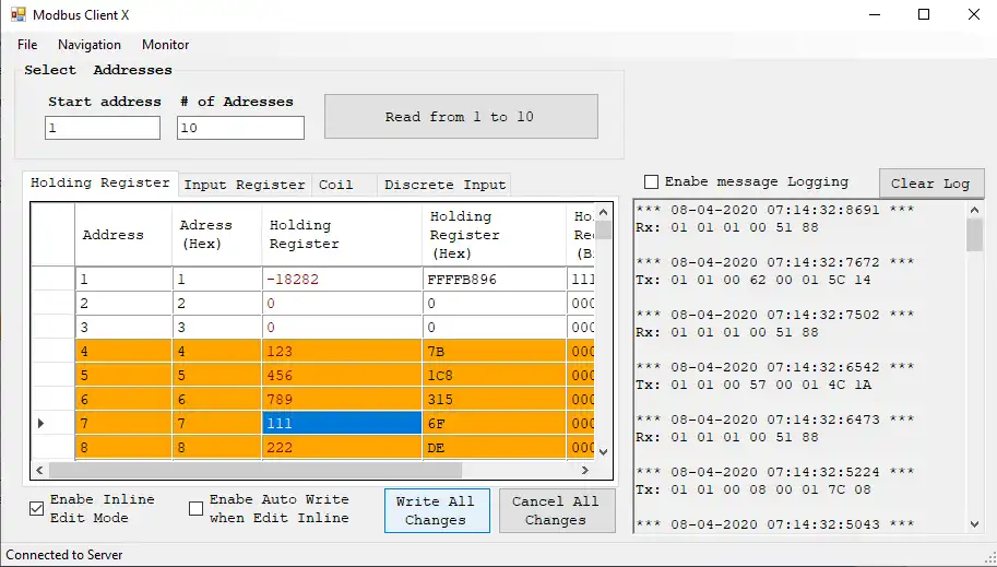 Scarica lo strumento web o l'app web ModbusClientX - Strumento Modbus