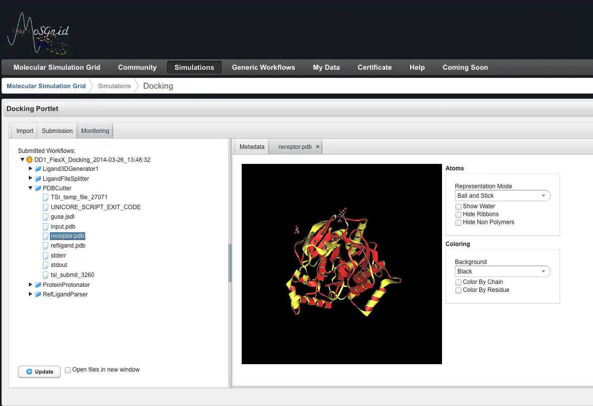 Загрузите веб-инструмент или веб-приложение Molecular Simulation Grid