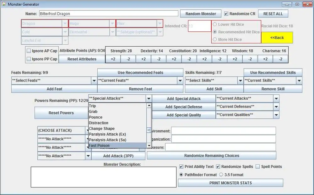 Download web tool or web app Monster Generator