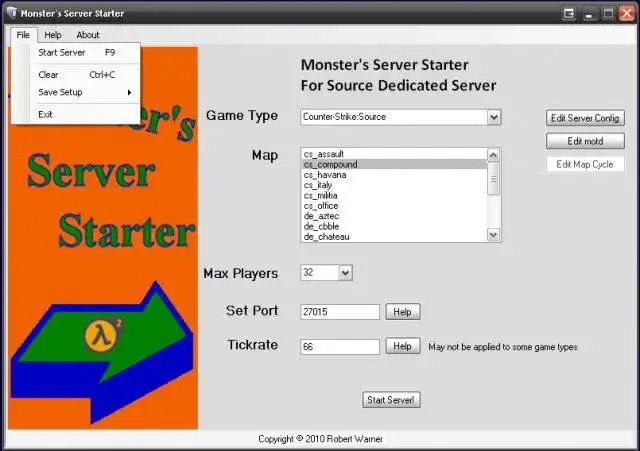 Download web tool or web app Monsters Server Starter