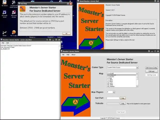 Download web tool or web app Monsters Server Starter