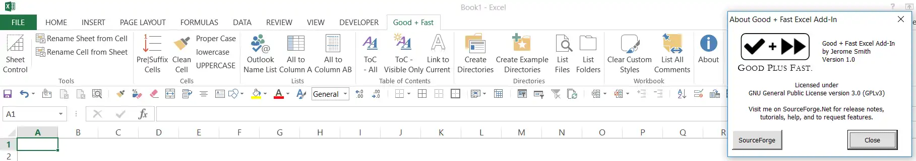 Download web tool or web app MS Excel Add-In - Good Plus Fast