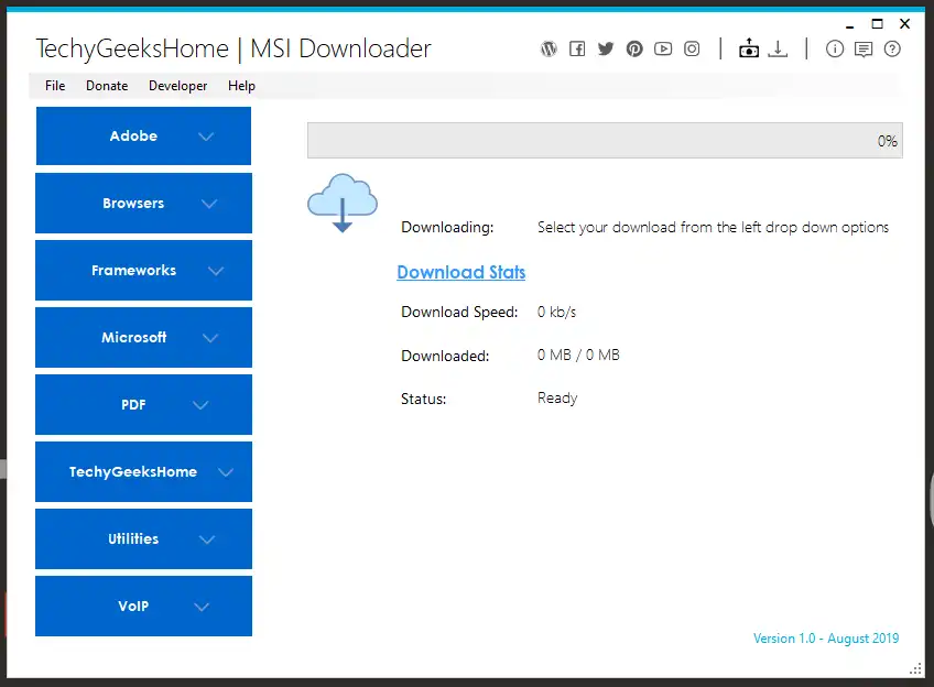 Web aracını veya web uygulamasını indirin MSI Downloader