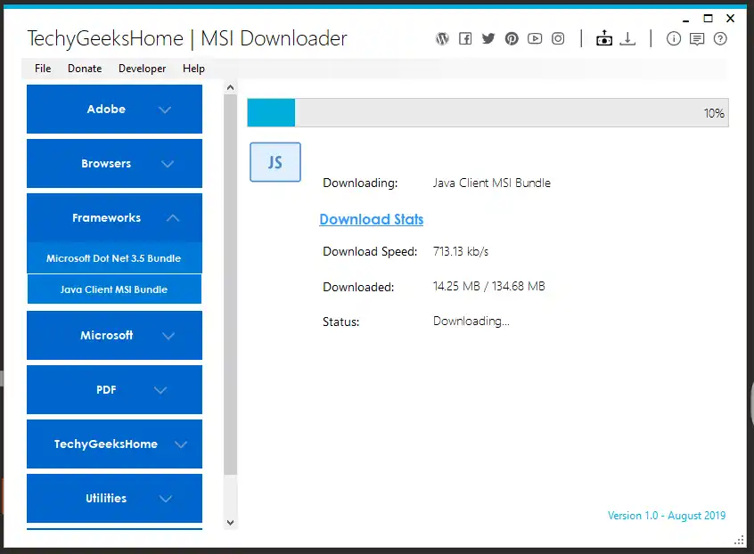 Web aracını veya web uygulamasını indirin MSI Downloader