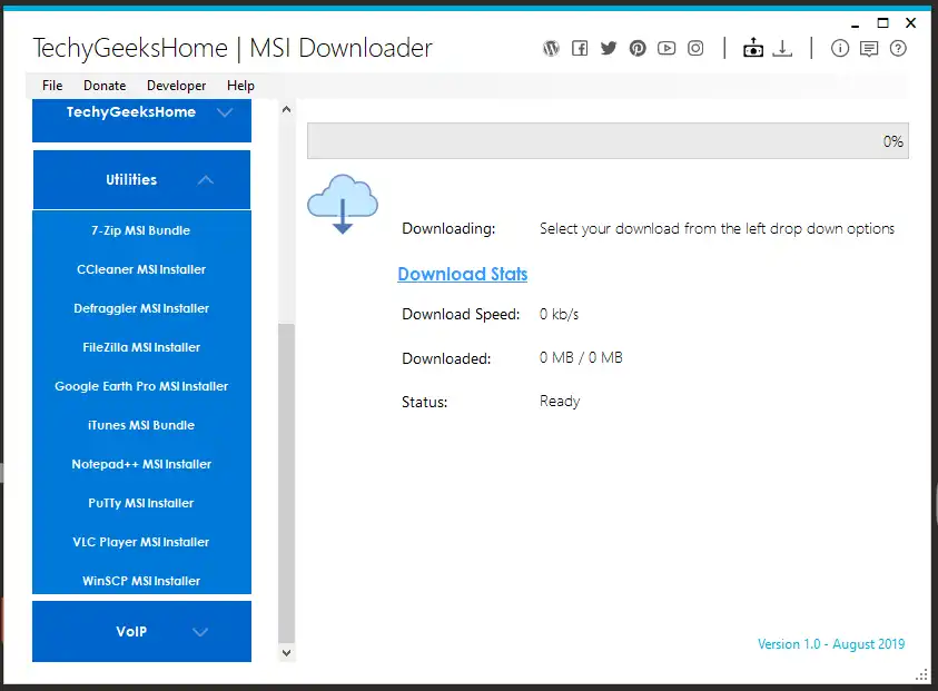 Web aracını veya web uygulamasını indirin MSI Downloader