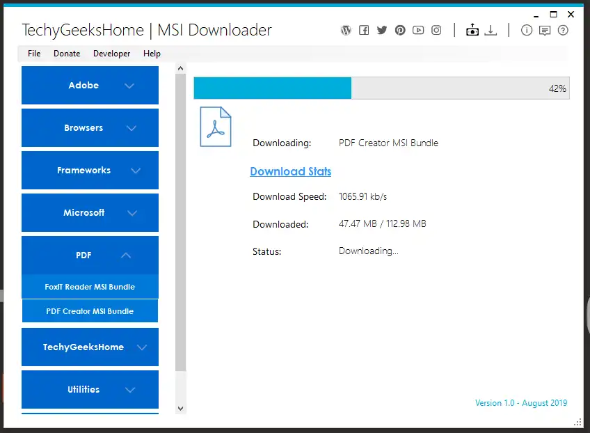 Web aracını veya web uygulamasını indirin MSI Downloader