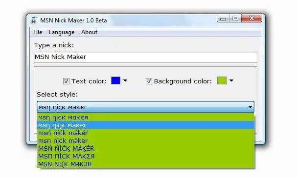 Download web tool or web app MSN Nick Maker