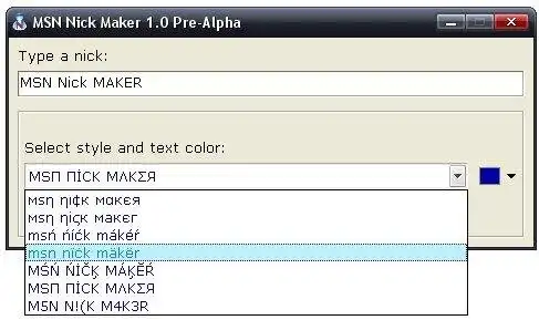 Download web tool or web app MSN Nick Maker