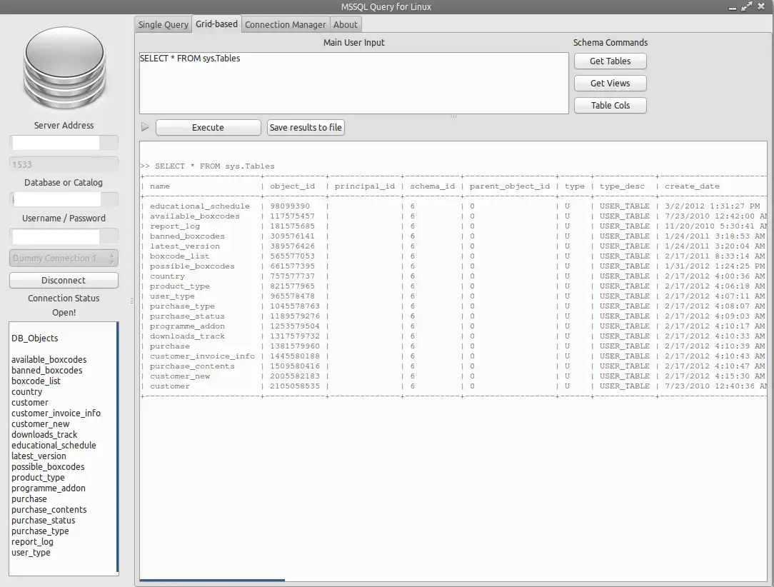 Download web tool or web app MSSQL Query Tool for Linux