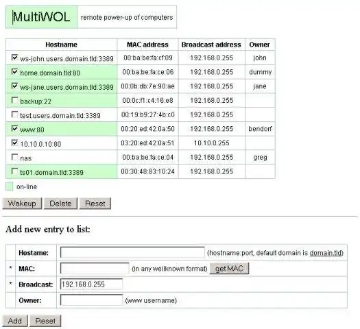 Download web tool or web app MultiWOL