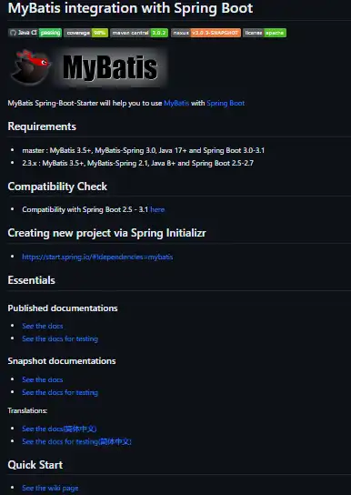 Download web tool or web app MyBatis integration with Spring Boot