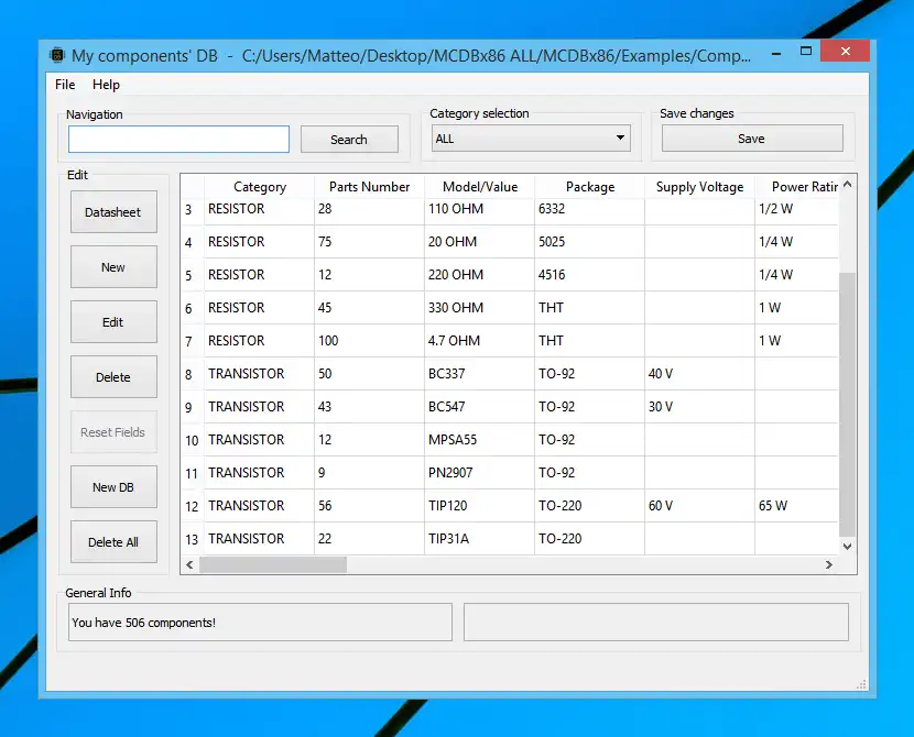 Download web tool or web app My Components DB to run in Linux online