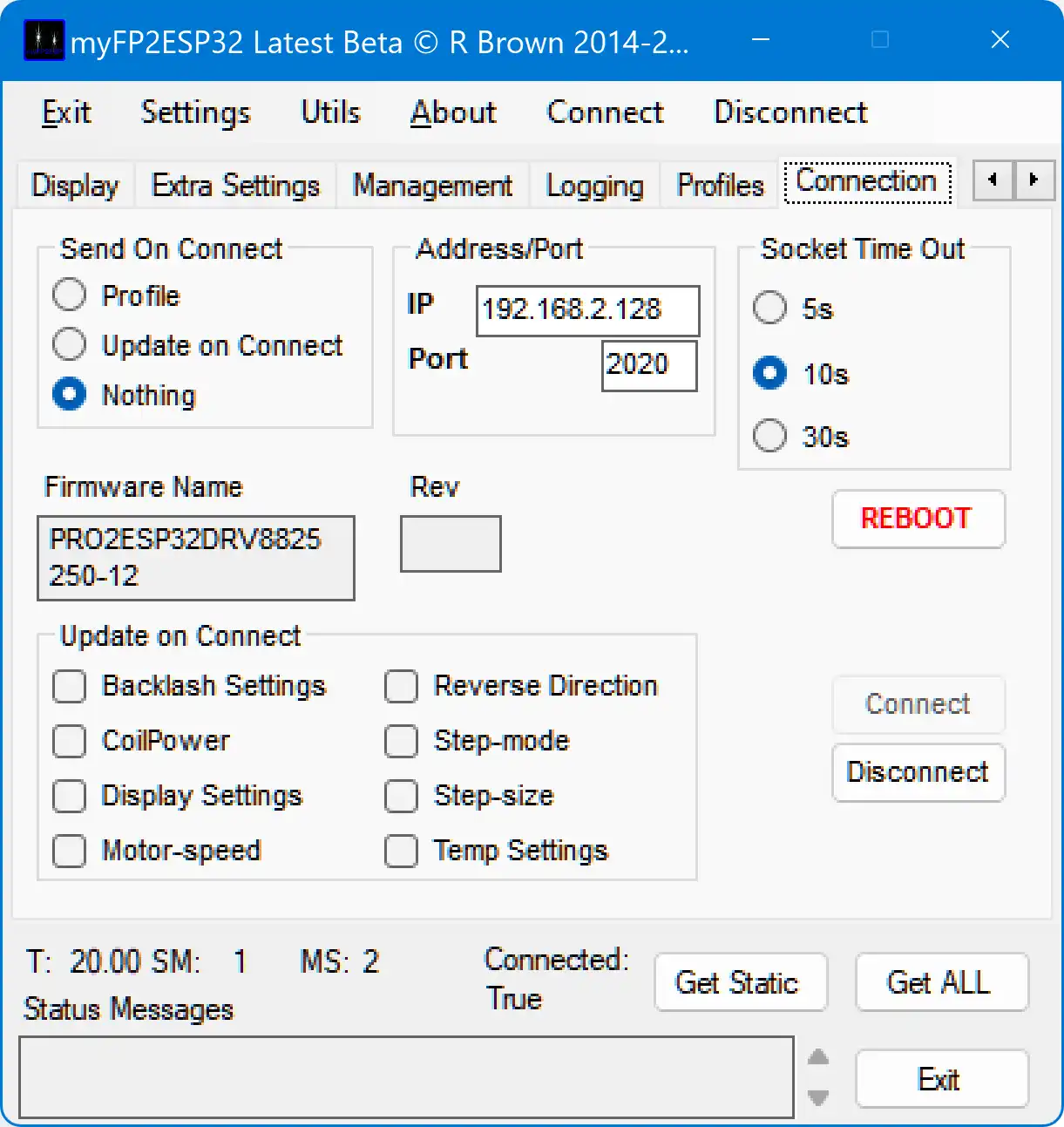 Download web tool or web app myFP2ESP32 WiFi Focus Controller