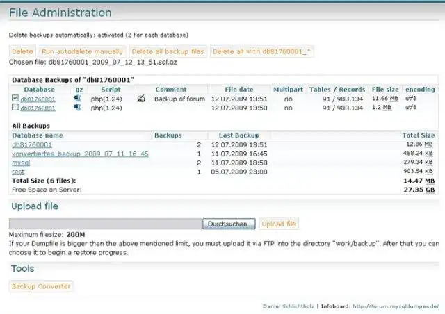 Download web tool or web app MySQLDumper