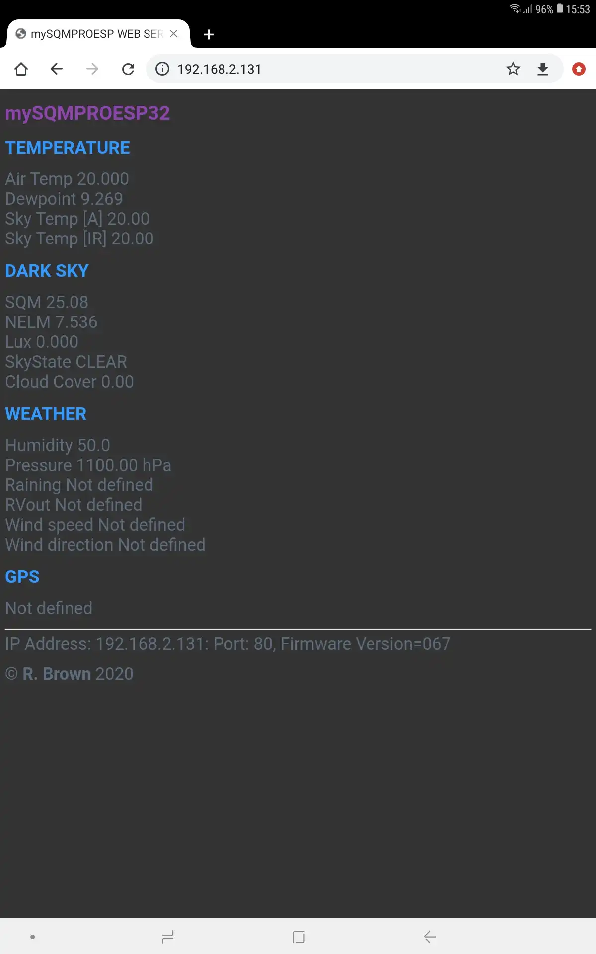 Download web tool or web app mySQMPROESP32 SQM WEATHER STATION to run in Windows online over Linux online