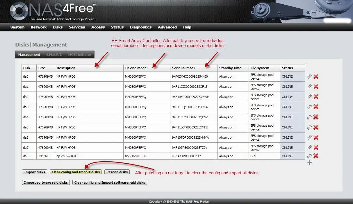 Download web tool or web app NAS4Free raid controller patch