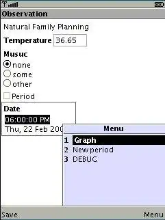 Download web tool or web app Natural Family Planning for J2ME