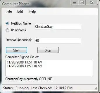 Download web tool or web app NetBios and IP Ping Logger