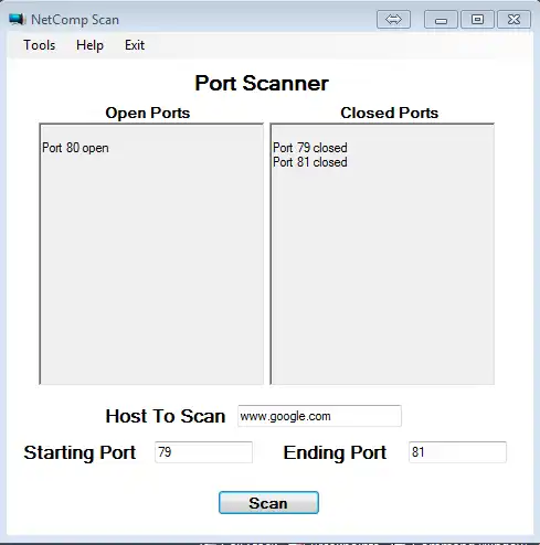 Download web tool or web app NetComp Scan