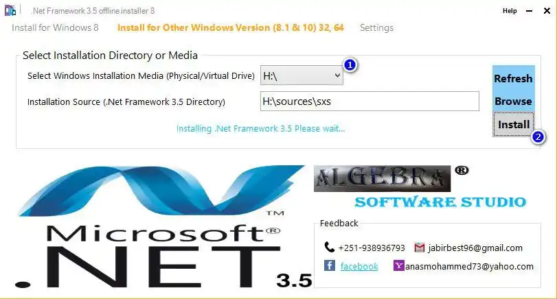 Descargue la herramienta web o la aplicación web .Net Framework 3.5 offline Installer