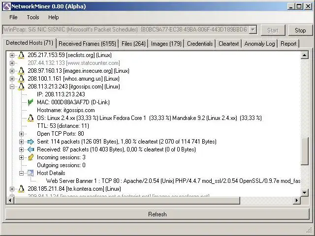 Download web tool or web app NetworkMiner packet analyzer to run in Windows online over Linux online