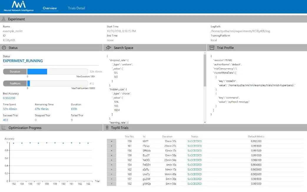 Download web tool or web app Neural Network Intelligence