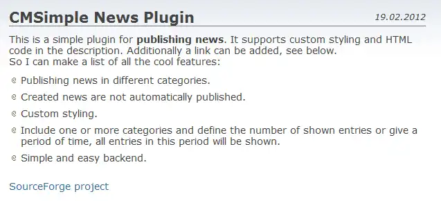 Download web tool or web app News CMSimple Plugin