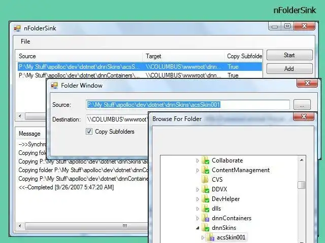 Download web tool or web app nFolderSink Backup