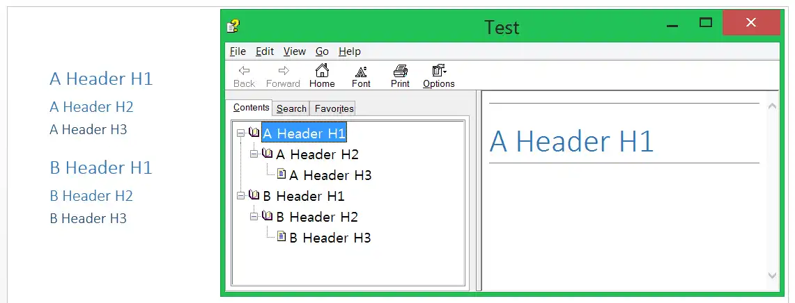 Download web tool or web app NüHelp: Word/HTML to CHM converter