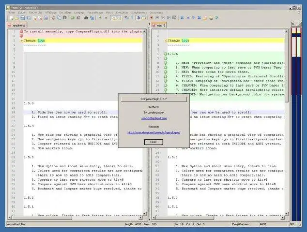 Download web tool or web app Notepad++ Compare plugin