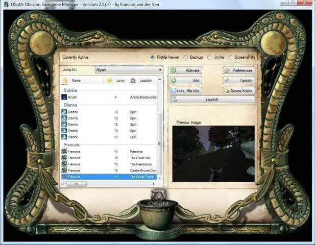 Download web tool or web app Oblivion Savegame Manager to run in Windows online over Linux online