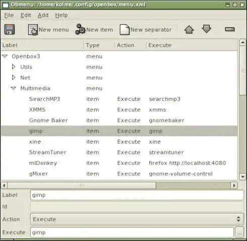 Download web tool or web app Openbox Menu Editor