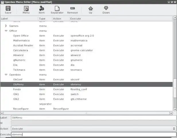 Download web tool or web app Openbox Menu Editor