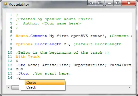 Download web tool or web app openBVE Route Editor