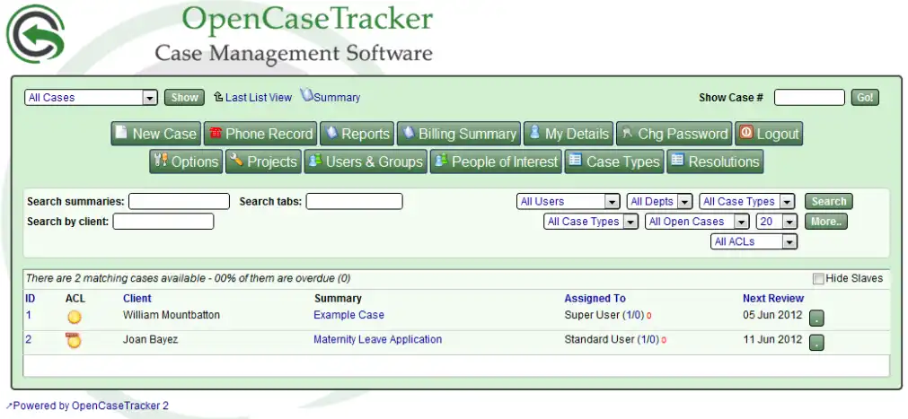 下载网络工具或网络应用程序 OpenCaseTracker