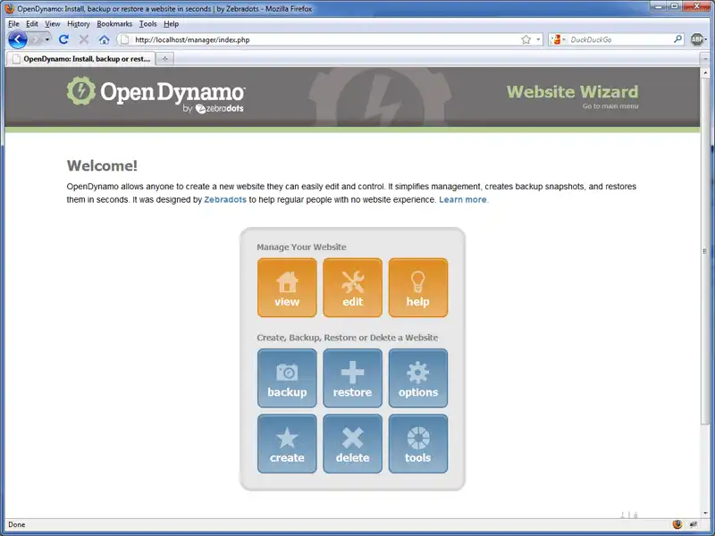 Download web tool or web app OpenDynamo Website Wizard