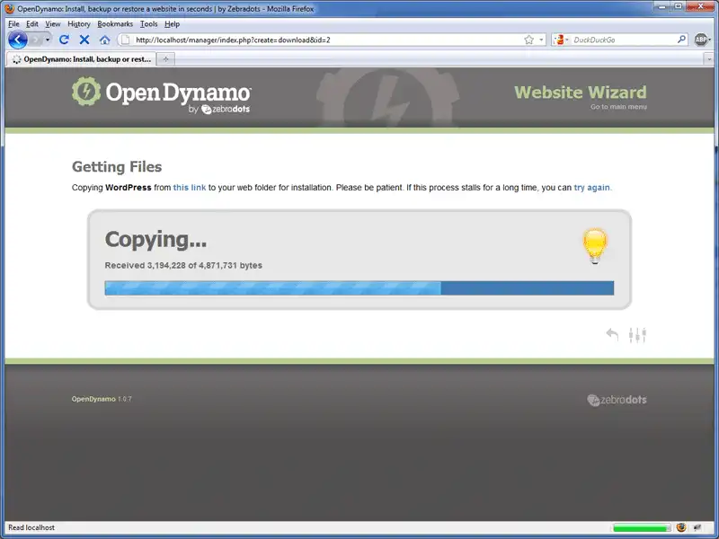 Download web tool or web app OpenDynamo Website Wizard