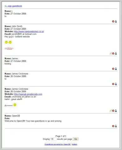 Download web tool or web app OpenGB Guestbook