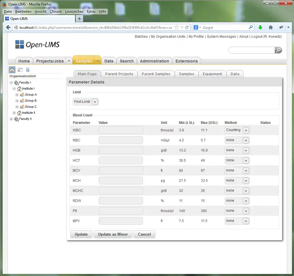 Download web tool or web app open-lims