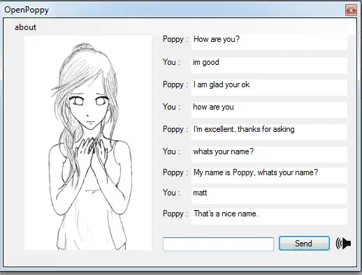 Download web tool or web app OpenPoppy the c# chatbot to run in Windows online over Linux online