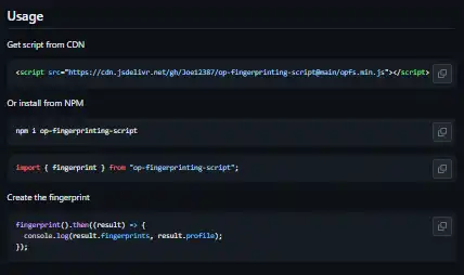 Download web tool or web app OP Fingerprinting Script (OPFS)
