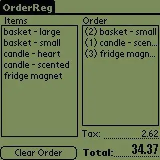 Download web tool or web app OrderReg - PalmPilot Cash Register