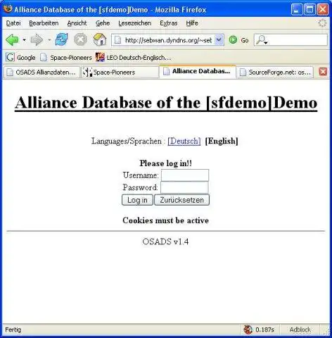 Unduh alat web atau aplikasi web OSADS Alliance Database