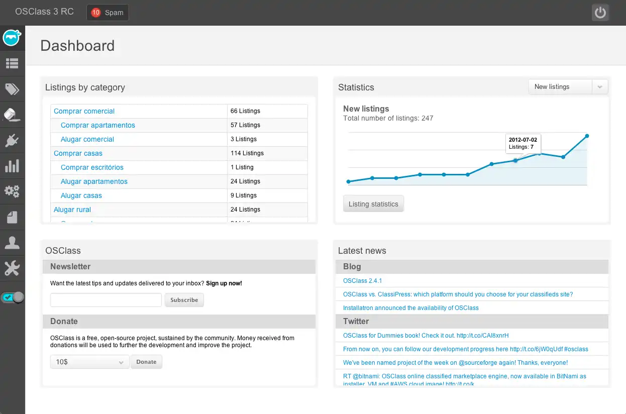 Download web tool or web app Osclass for classifieds