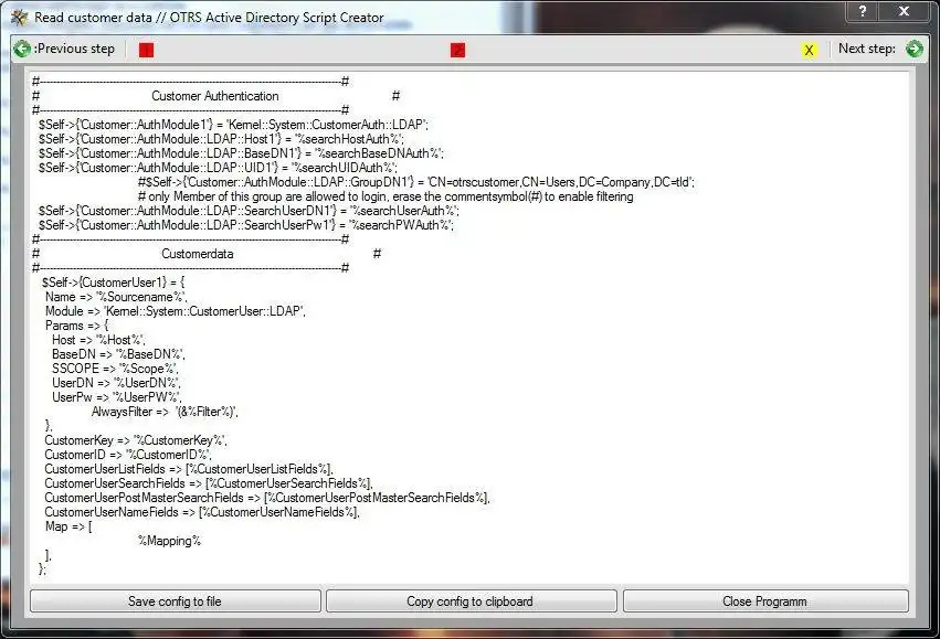 Download web tool or web app OTRS Active Directory Config creator