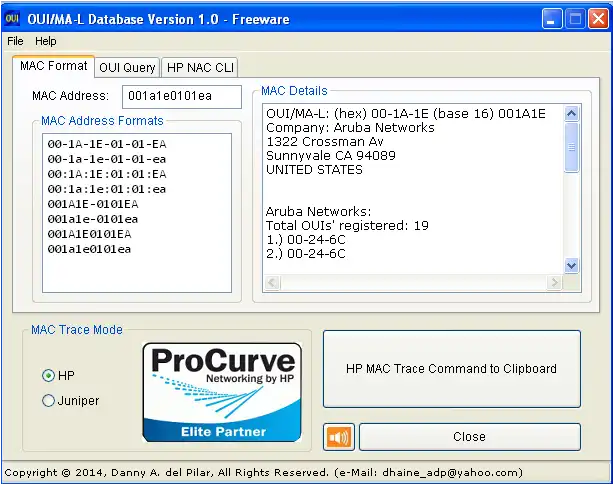 Download web tool or web app OUI/MA-L Database