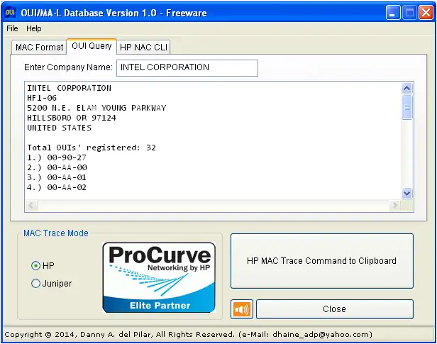 Download web tool or web app OUI/MA-L Database